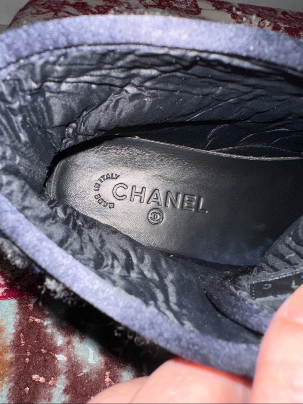 Chanel  Navy High-Top Sneakers - Picture 9 of 12